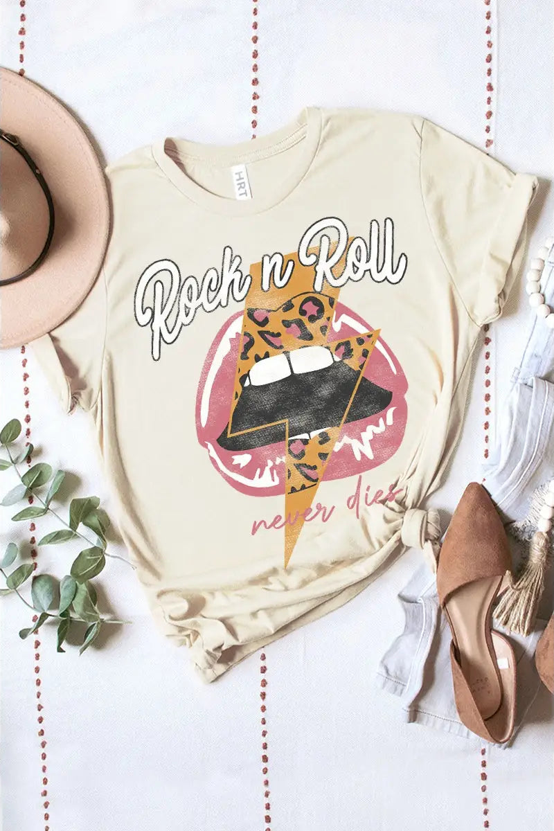 Rock and Roll Never Dies Washed Graphic Tee