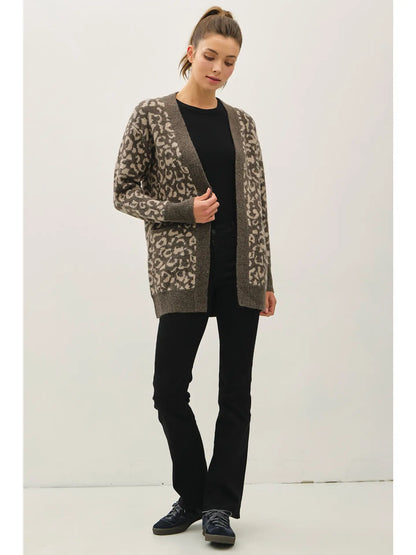 Leopard Jaquard Cardigan