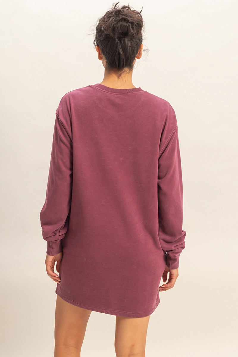 Mineral Washed Oversized Mini Sweatshirt Dress