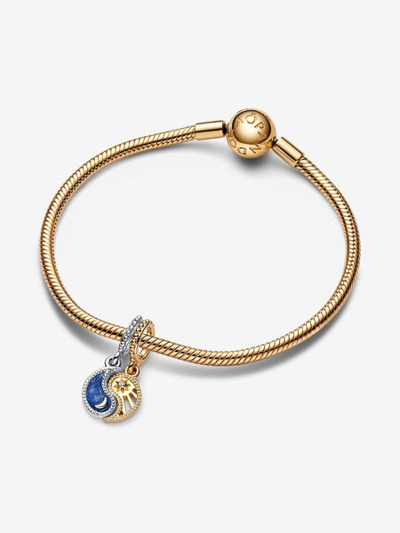Pandora Two-tone Splittable Sun & Moon Dangle Charm