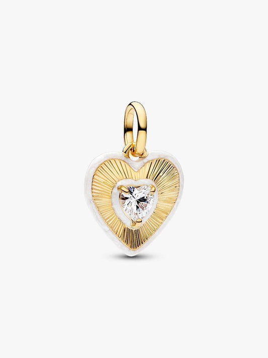 Radiating White Heart Medallion Charm