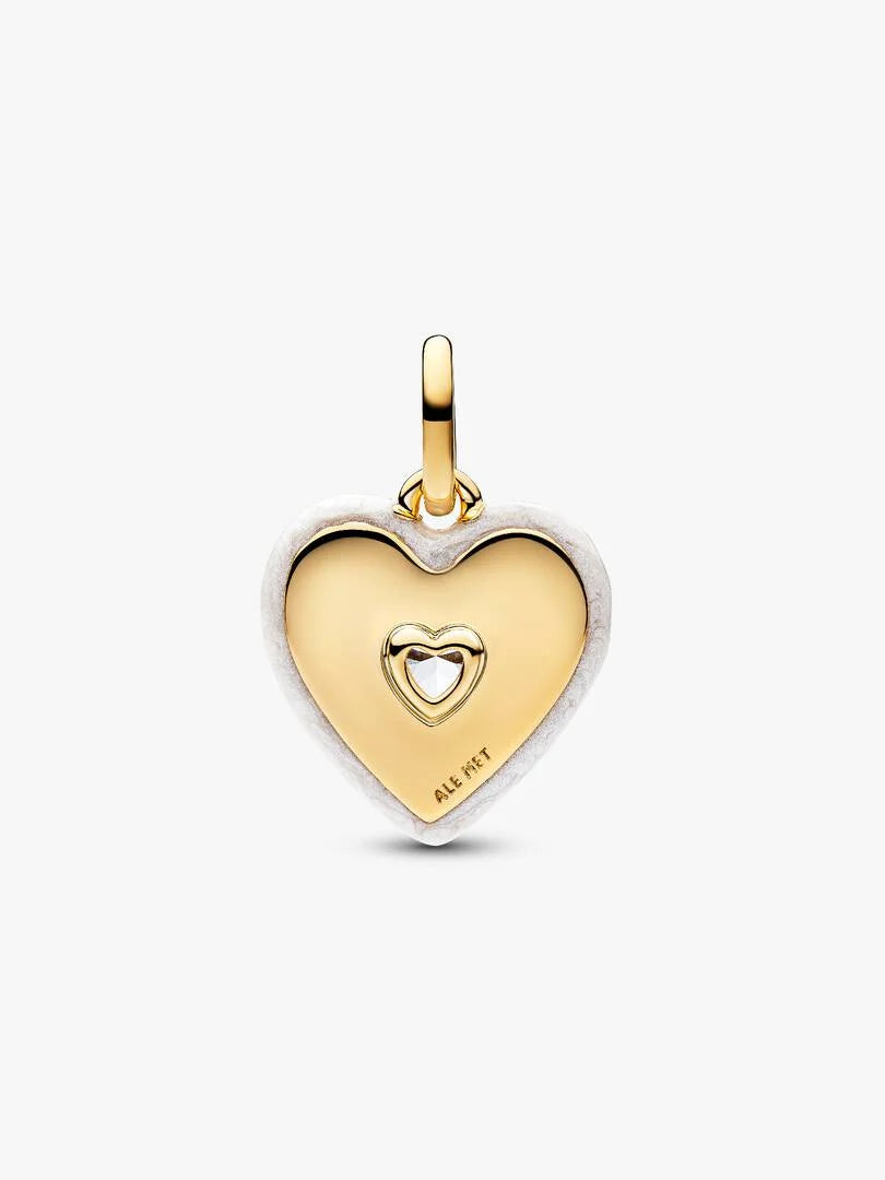 Radiating White Heart Medallion Charm