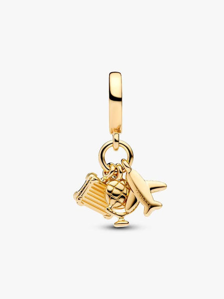 Pandora Airplane, Globe & Suitcase Triple Dangle Charm