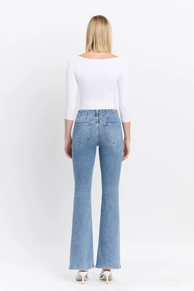 High Rise Front Pocket Flare Jeans