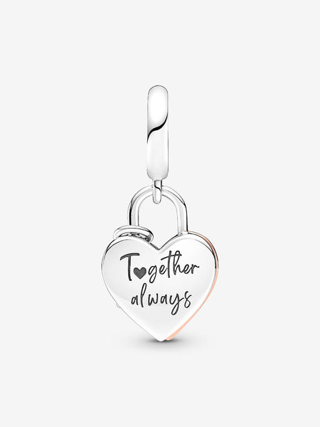 Pandora Heart Padlock Double Dangle Charm