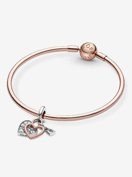 Pandora Heart Padlock Double Dangle Charm