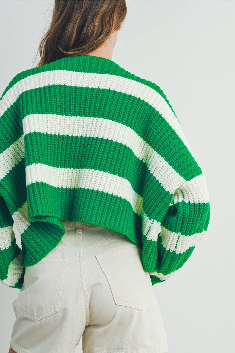 Striped V-Neck Cardigan