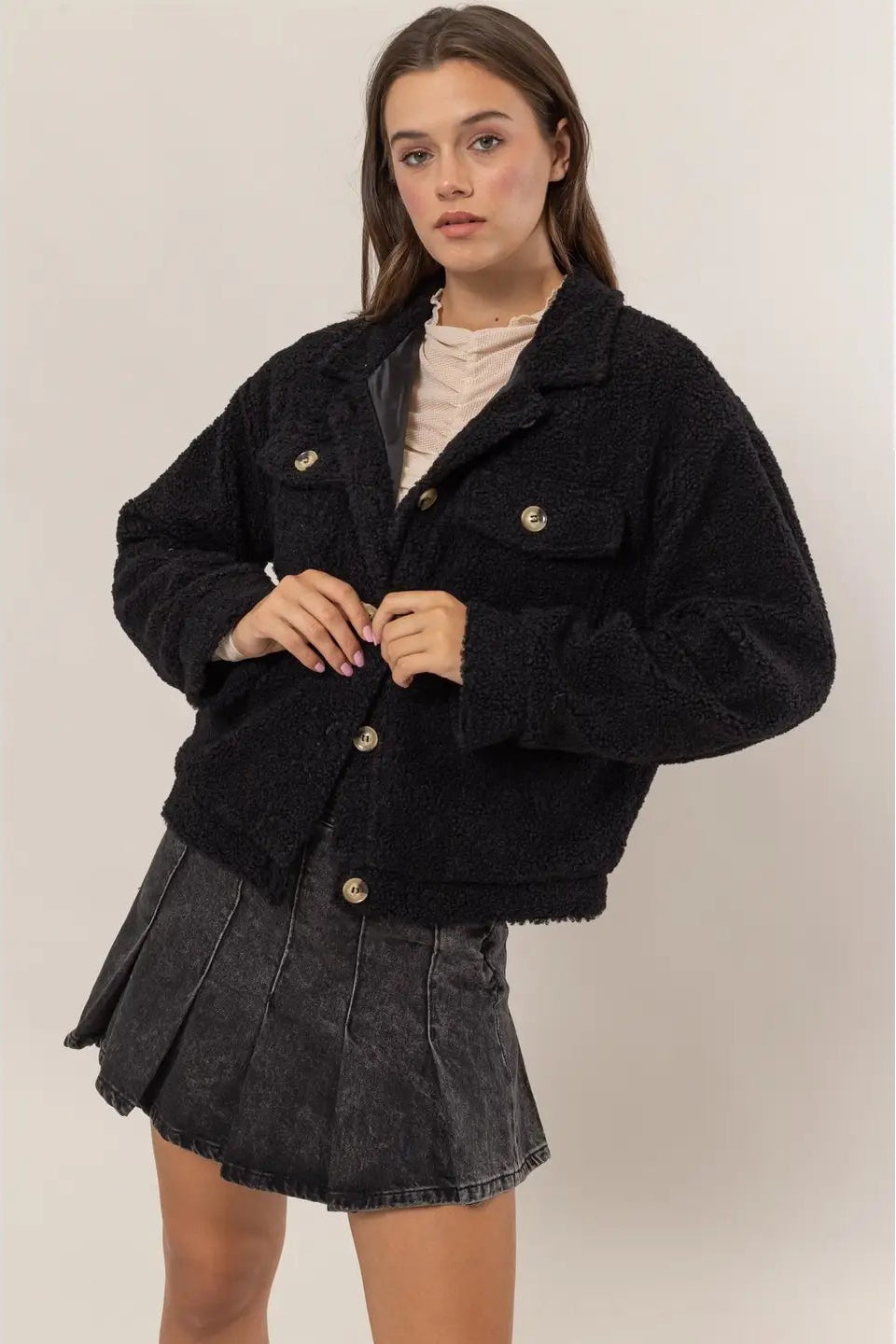 Sherpa Button-Front Jacket