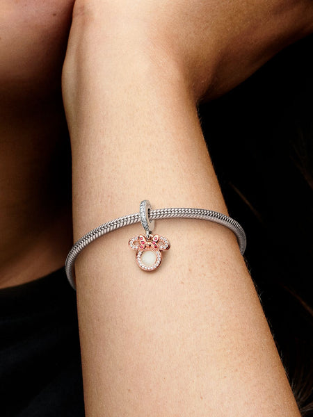 Pandora Disney Minnie Mouse Silhouette "Mom" Double Dangle Charm