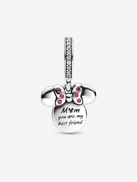 Pandora Disney Minnie Mouse Silhouette "Mom" Double Dangle Charm