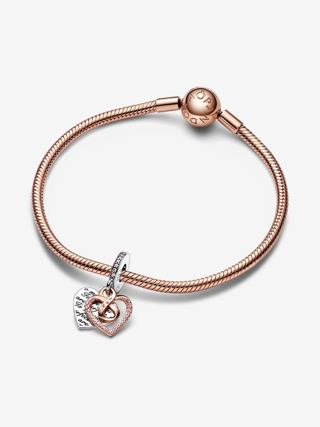 Pandora Two-tone Infinity Heart Double Dangle Charm