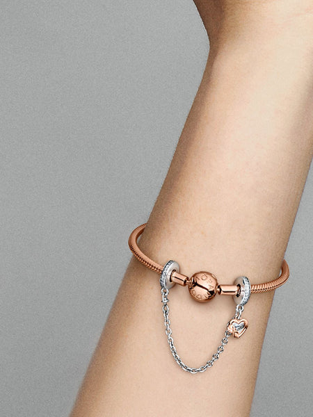 Pandora Family Heart Safety Chain Charm