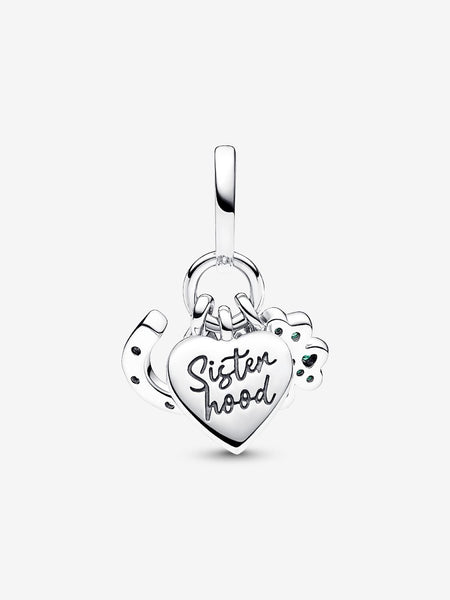 Pandora Four Leaf Clover, Heart and Horseshoe Triple Dangle Charm