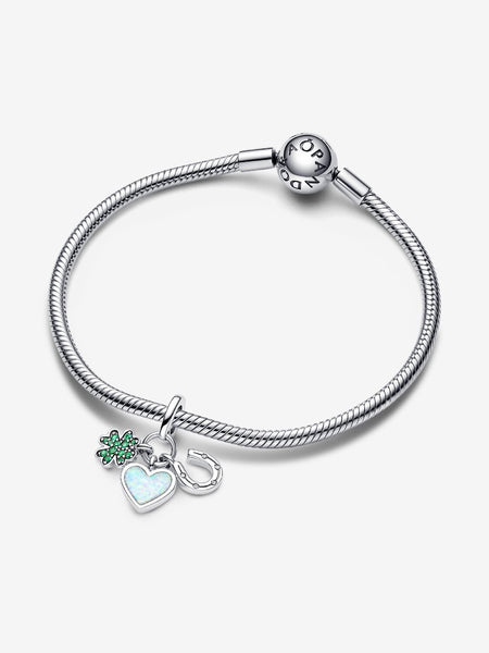 Pandora Four Leaf Clover, Heart and Horseshoe Triple Dangle Charm