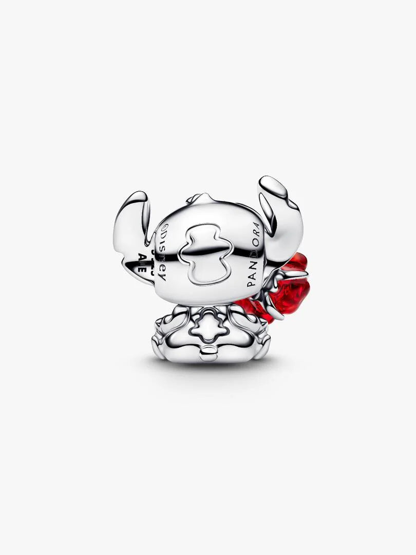 Disney Stitch Rose Murano Glass Charm