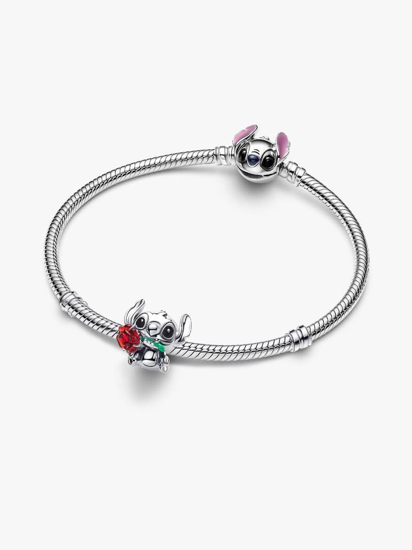 Disney Stitch Rose Murano Glass Charm