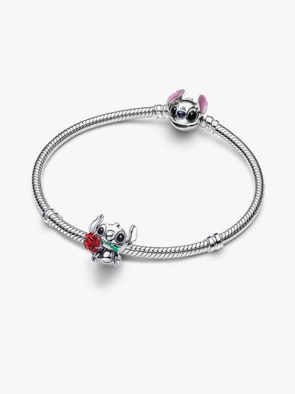 Disney Stitch Rose Murano Glass Charm