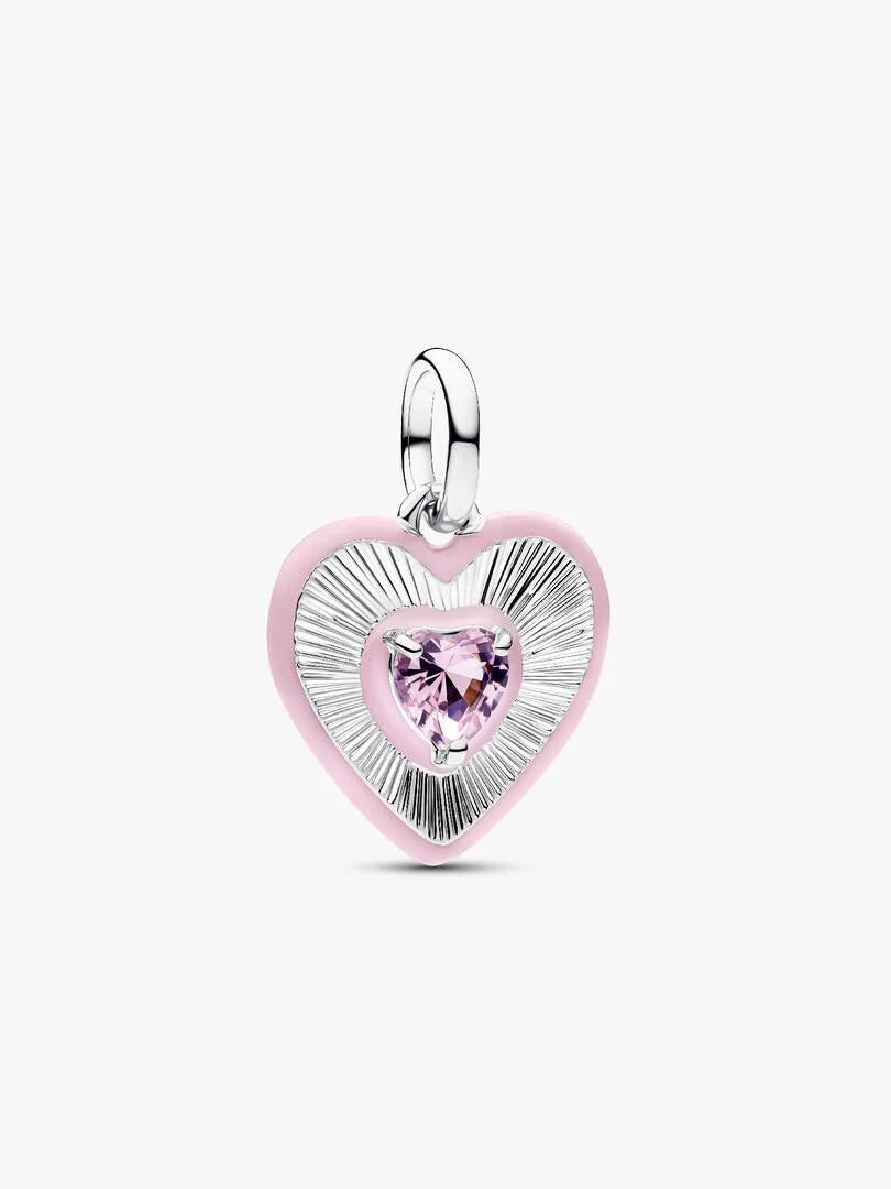 Radiating Pink Heart Medallion Charm