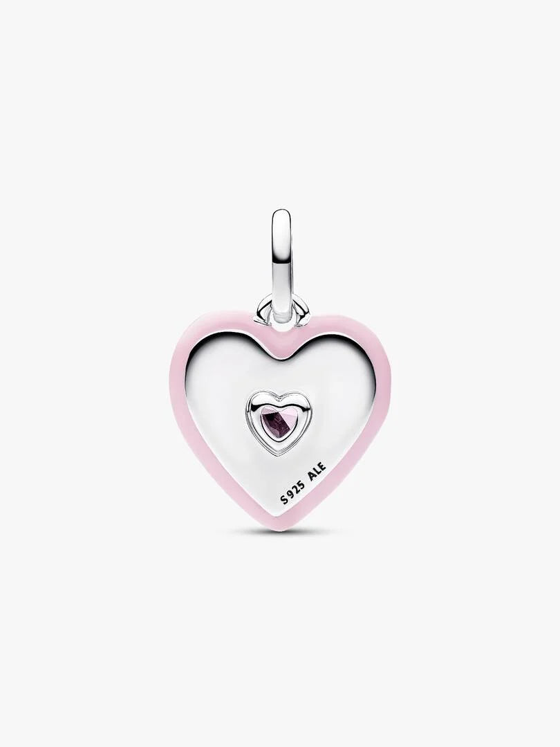 Radiating Pink Heart Medallion Charm