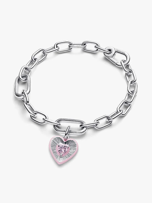 Radiating Pink Heart Medallion Charm
