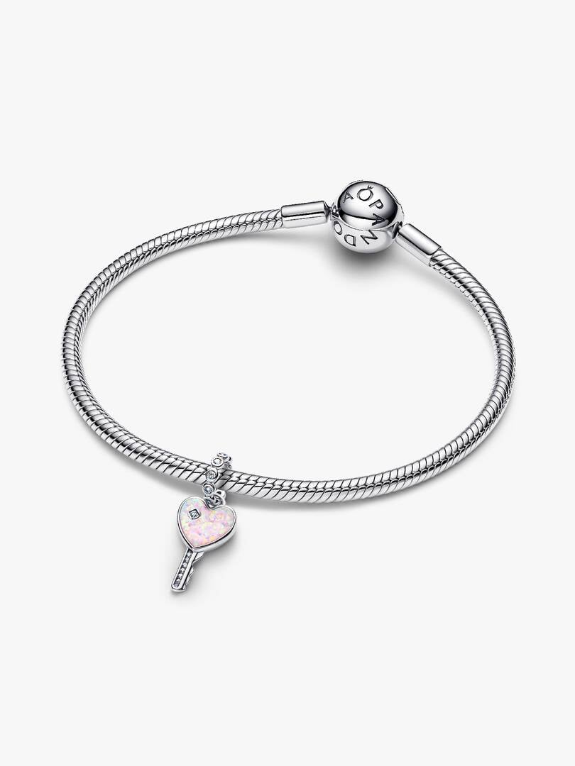 Opalescent Heart Key Dangle Charm
