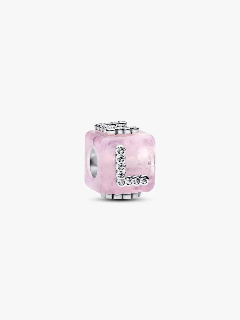 Pink Murano Glass Love Cube Charm