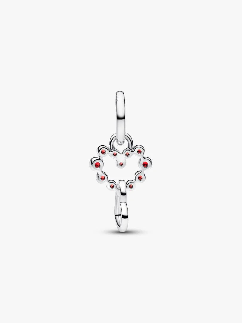 Connected Hearts & Red Stones Dangle Charm
