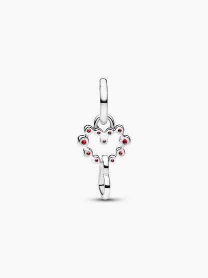 Connected Hearts & Red Stones Dangle Charm