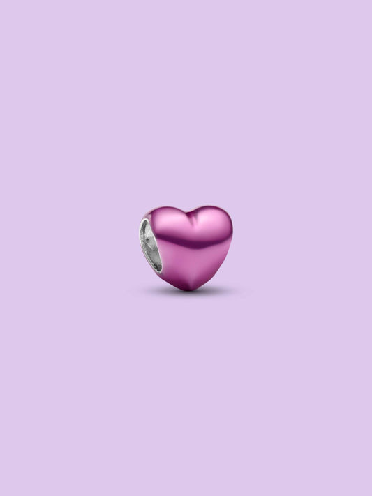 pink metallic heart charm 