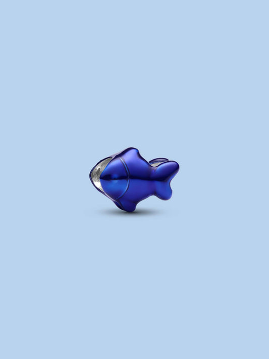 metallic blue fish charm