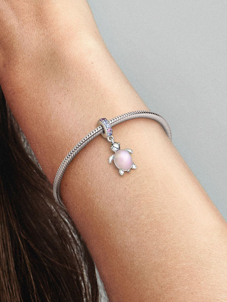 Pandora Murano Glass Pink Sea Turtle Dangle Charm
