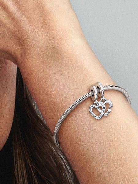 Pandora Linked Sister Hearts Split Dangle Charm