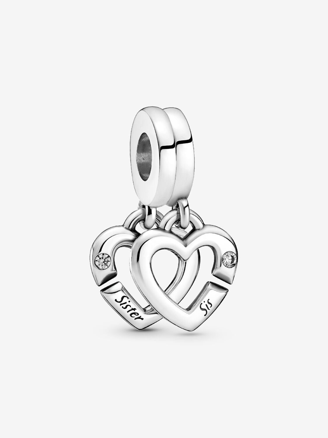 Pandora Linked Sister Hearts Split Dangle Charm