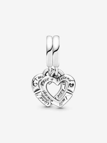 Pandora Linked Sister Hearts Split Dangle Charm