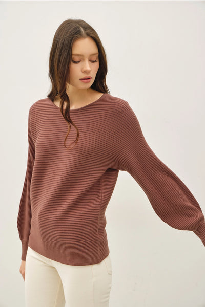 Horizontal Ribbed Long Sweater