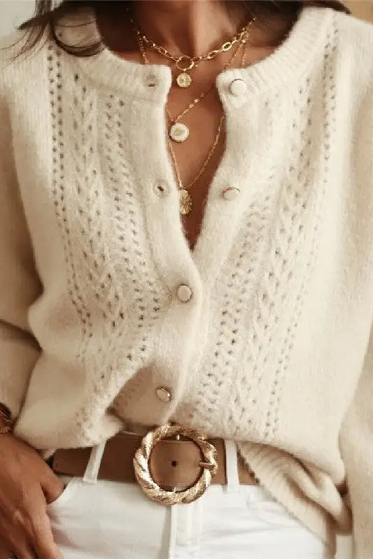 Crochet Lace Button Front Cardigan