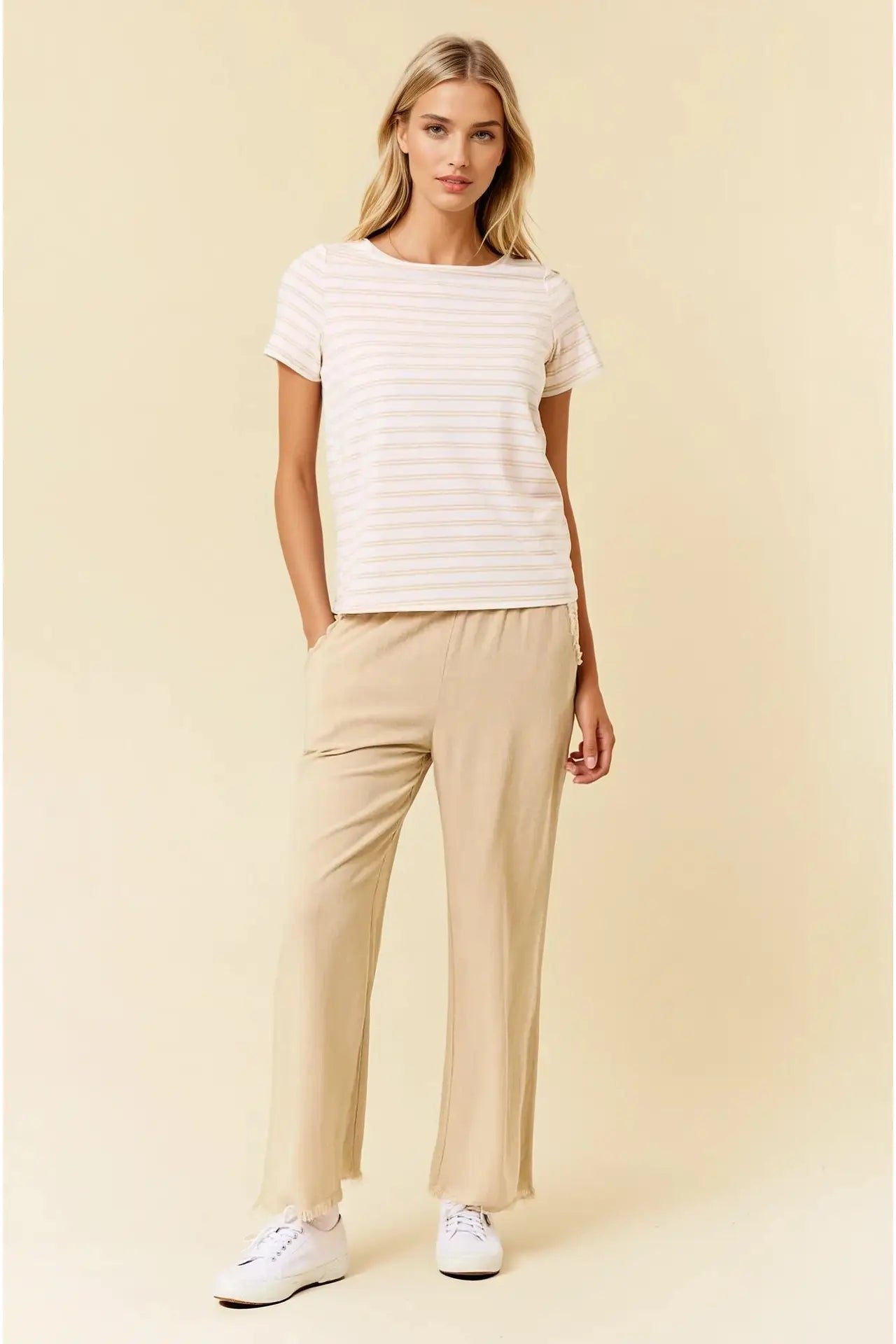 Soft Stripe Boat Neck Tee