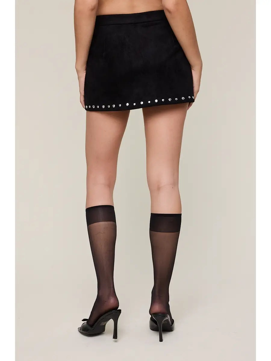 Suede Studded Mini Skort