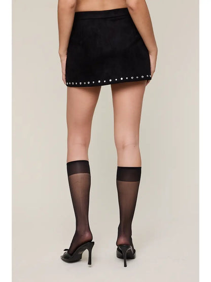 Suede Studded Mini Skort