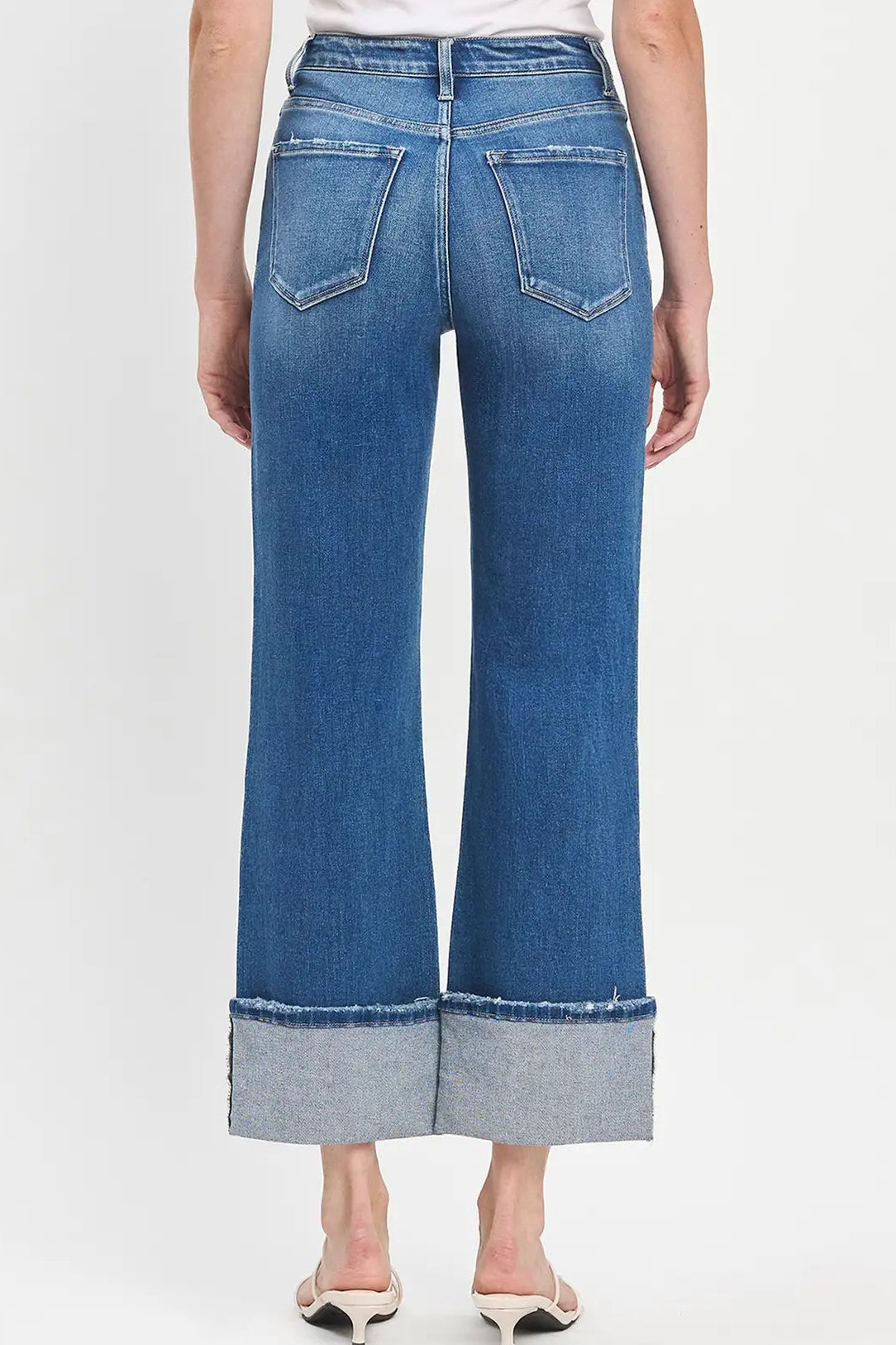 90's Vintage Super High Rise Cuffed Flare Jeans
