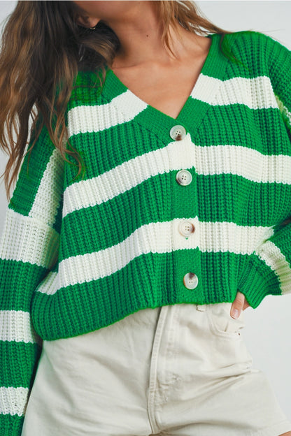 Striped V-Neck Cardigan