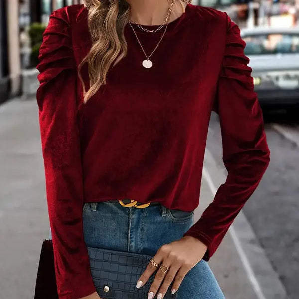 Velvet Puff Sleeve Top