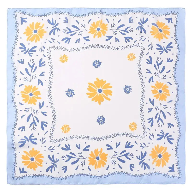 blue flower print bandana scarf