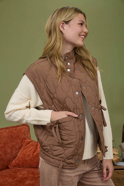 Snap Button Down Quilted Puffer Vest