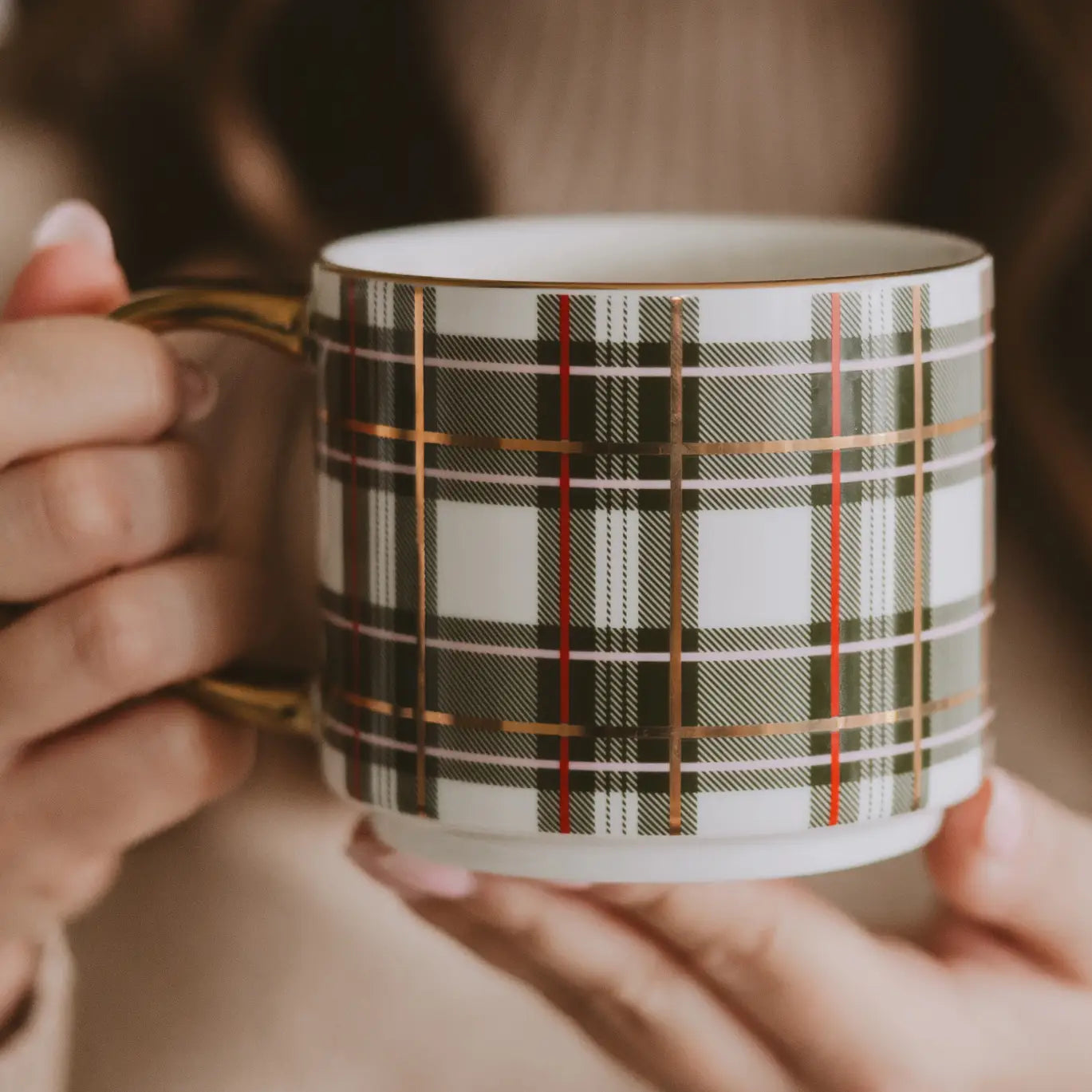 Green Plaid Coffee Mug