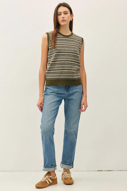 girl in green sweater best with jeans