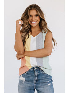 Sophia Colorblock Waffle Knit Tank