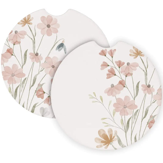 Watercolor Flowers - Car Coasters