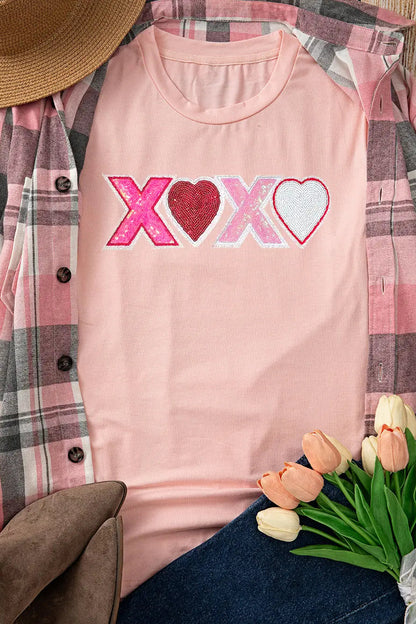 XOXO Sequin Heart Graphic Tee