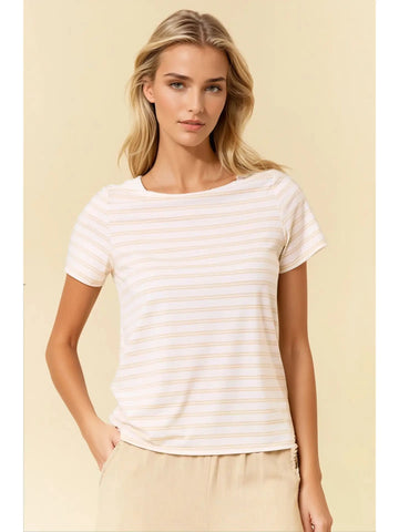 Soft Stripe Boat Neck Tee